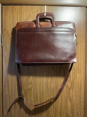 Wilsons Leather Dark Brown Leather Laptop Briefcase with Shoulder Strap